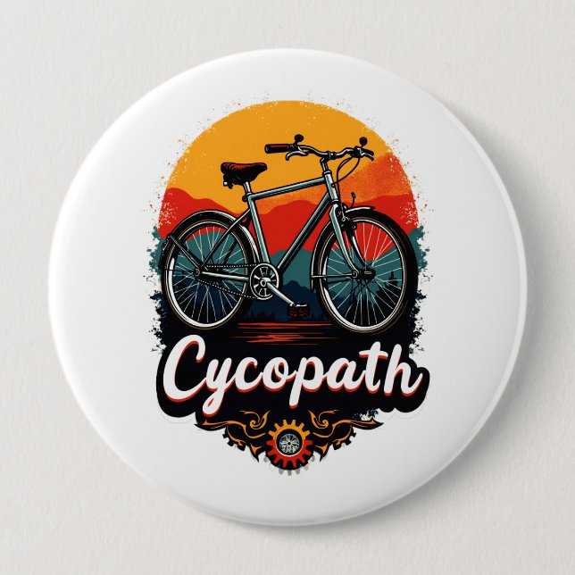 Cycopath: Elektrofahrrad und Sonnenuntergang Graph Button (Vorderseite)