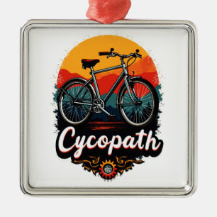 Cycopath: Elektrofahrrad und Sonnenuntergang Graph Ornament Aus Metall