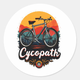 Cycopath: Elektrofahrrad und Sonnenuntergang Graph Runder Aufkleber