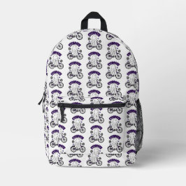 Cycopath Halloween Ghost auf Lila Fahrrad Bedruckter Rucksack