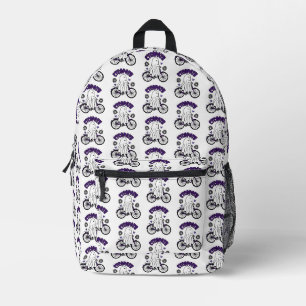 Cycopath Halloween Ghost auf Lila Fahrrad Bedruckter Rucksack