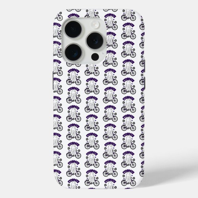 Cycopath Halloween Ghost auf Lila Fahrrad Case-Mate iPhone Hülle (Rückseite)
