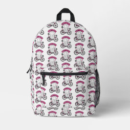 Cycopath Halloween Ghost on Pink Bicycle Bedruckter Rucksack