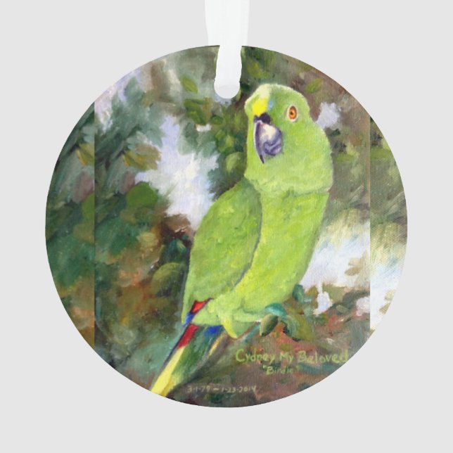 Cydney gelber Naped Papagei Ornament (Rückseite)