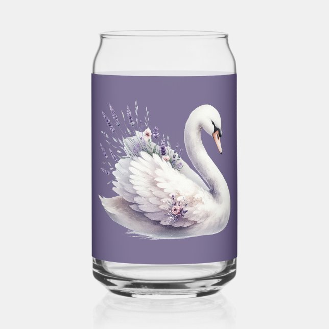 Cygne aquarelle avec fleurs de lavande (Recto)