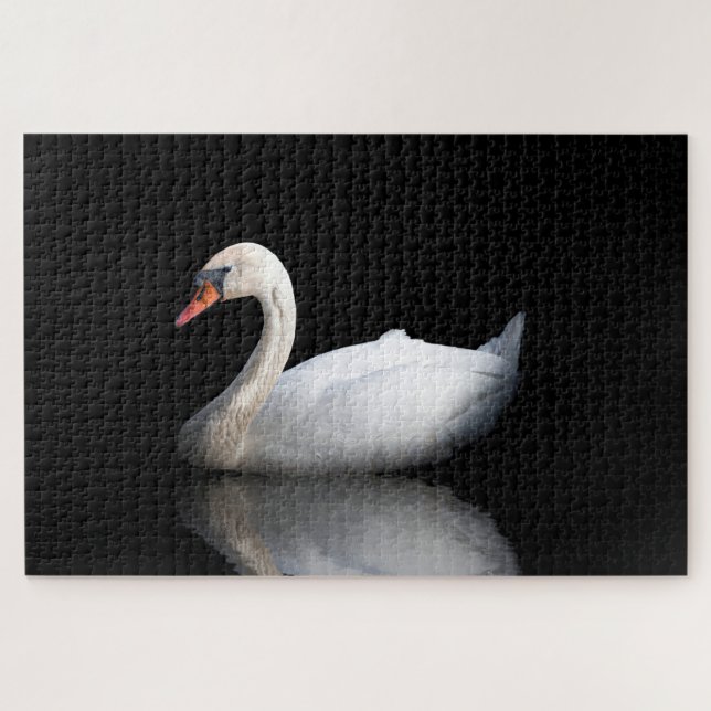 Cygne blanc sur puzzle noir (Horizontal)