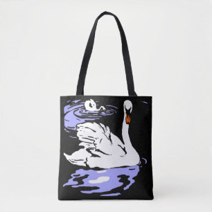 Cygnes de bois victoriens sur sac