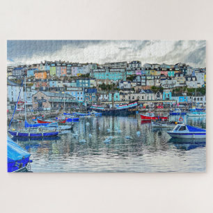 Cygnes du port de Brixham : côte du Devon Puzzle 1