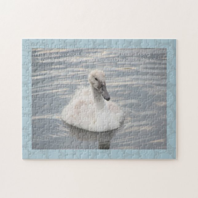 Cygnet Swan avec Motif Abstrait Jigsaw Puzzle (Horizontal)