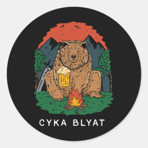 Cyka Blyat - Lustiger Spruch Bär Ussr Russisches C Runder Aufkleber