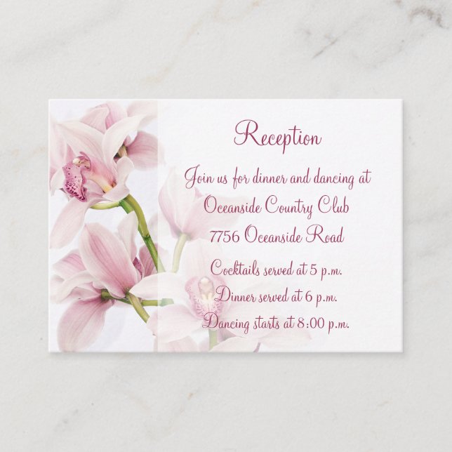 Cymbidium Orchid Wedding Reception Beipackkarte Begleitkarte (Vorderseite)