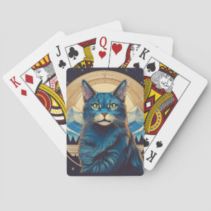 Cymric-Katze mit Bergkulisse Stars Spielkarten