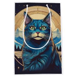 Cymric-Katze mit Bergkulisse Sterne Mittlere Geschenktüte