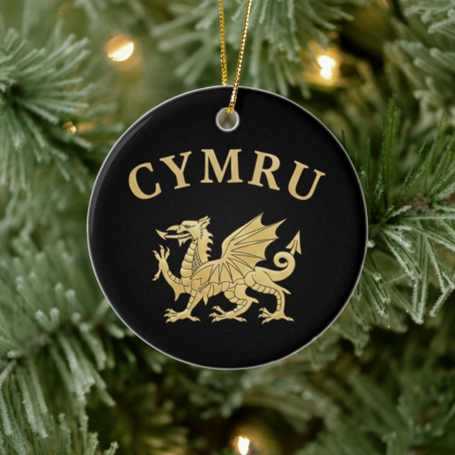 Cymru-Schild Keramik Ornament (Baum)