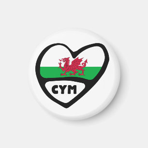 Cymru Wales Landeskennzahl-Flaggen-Herz Magnet