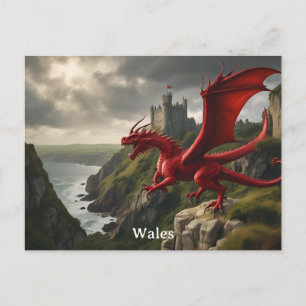 Cymru Wales Red Dragon / Y Ddraig Goch Postkarte