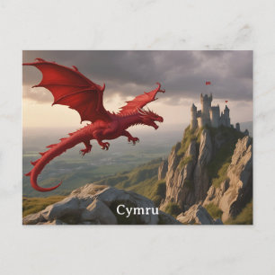 Cymru Wales Red Dragon / Y Ddraig Goch Postkarte