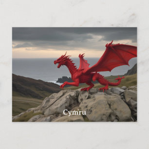Cymru Wales Red Dragon / Y Ddraig Goch Postkarte