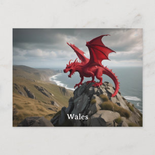 Cymru Wales Red Dragon / Y Ddraig Goch Postkarte