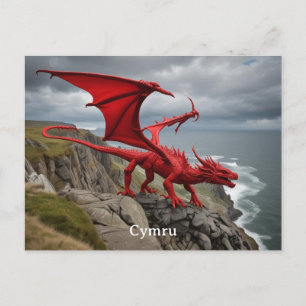 Cymru Wales Red Dragon / Y Ddraig Goch Postkarte