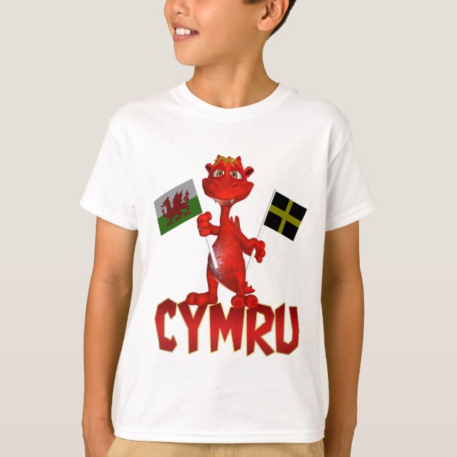 Cymru Waliser T-Shirt, Waliser-Flagge u. St David T-Shirt (Vorderseite)
