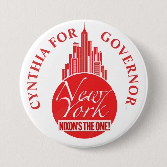 Cynthia Nixon für NY Gouverneur Button (Vorderseite)