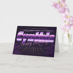 Cynthia prénom carte lilas rétro anniversaire