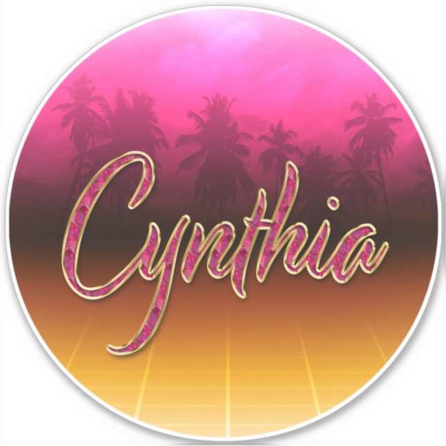 Cynthia Prénom Golden pink Autocollants (Devant)