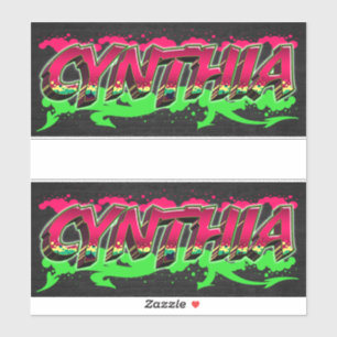 Cynthia Prénom Nom Graffiti Autocollant Autocollan