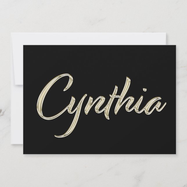 Cynthia white gold Handwriting Karte (Vorderseite)