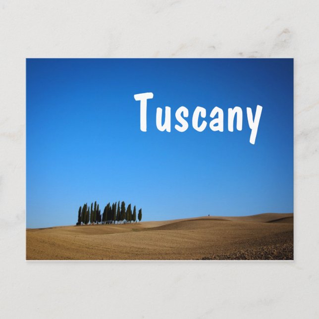 Cypress arbres et collines avec carte postale text (Devant)