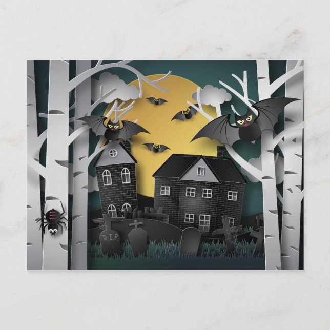 Cypress Forest, Friedhof und Fledermäuse Postkarte (Vorderseite)