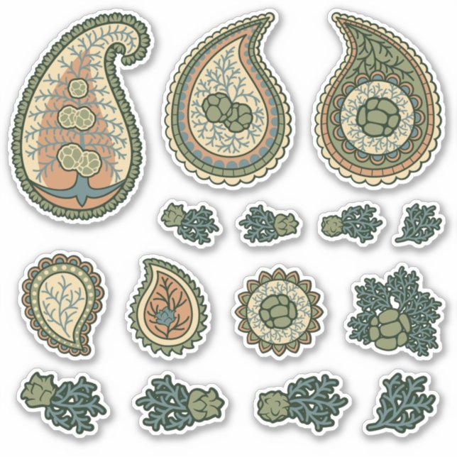 Cypress Paisley Icon Set Aufkleber (Vorderseite)