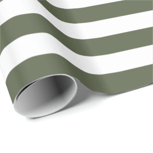 Cypress Pine Green/White Strip Geschenkpapier