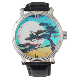 Cypress Tree und Vollmond Armbanduhr