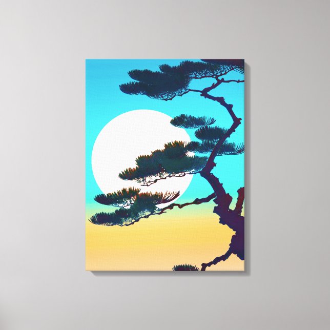 Cypress Tree und Vollmond Leinwanddruck (Vorderseite)