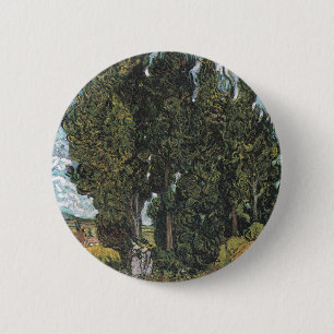 Cypress Trees by Van Gogh Button