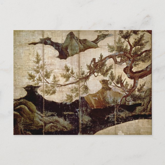 Cypress von Kano Eitoku, Muromanchi Periode Postkarte (Vorderseite)
