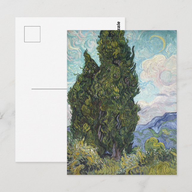 Cypresse von Van Gogh Postkarte (Vorne/Hinten)