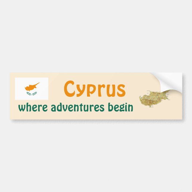 Cyprus Flag + Map Autoaufkleber (Vorne)