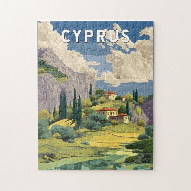 Cyprus Illustration Travel Art Vintage (Vertikal)