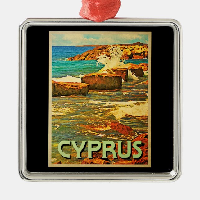 Cyprus Rocky Shore Silbernes Ornament (Vorne)