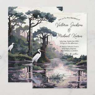 Cyprus Tree Crane Bayou Wedding Einladung