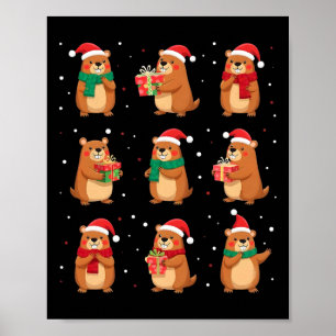 Cypybaras Christmas Weihnachtsmannmütze Funny Cypy Poster