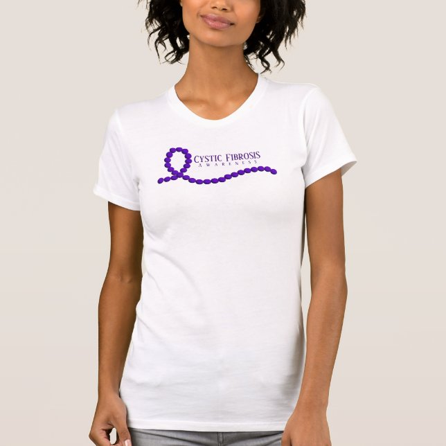 Cystic Fibrosis Awareness Lila Ribbon Beads T-Shirt (Vorderseite)