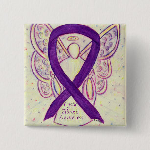 Cystische Fibrose Bewusstsein Angel Ribbon Art But Button