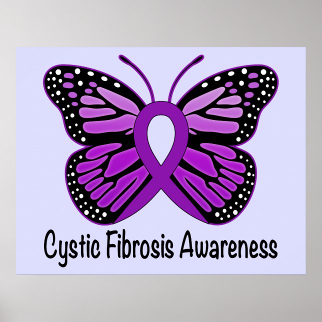 Cystische Fibrose Bewusstsein für Schmetterling de Poster (Vorne)