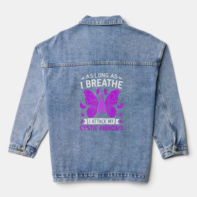 Cystische Fibrose Bewusstsein Lila Schleife I Angr Jeansjacke (Rückseite)