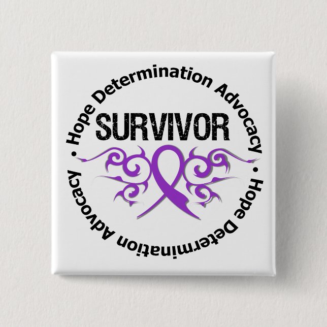 Cystische Fibrose Survivor Tribal Ribbon Button (Vorderseite)