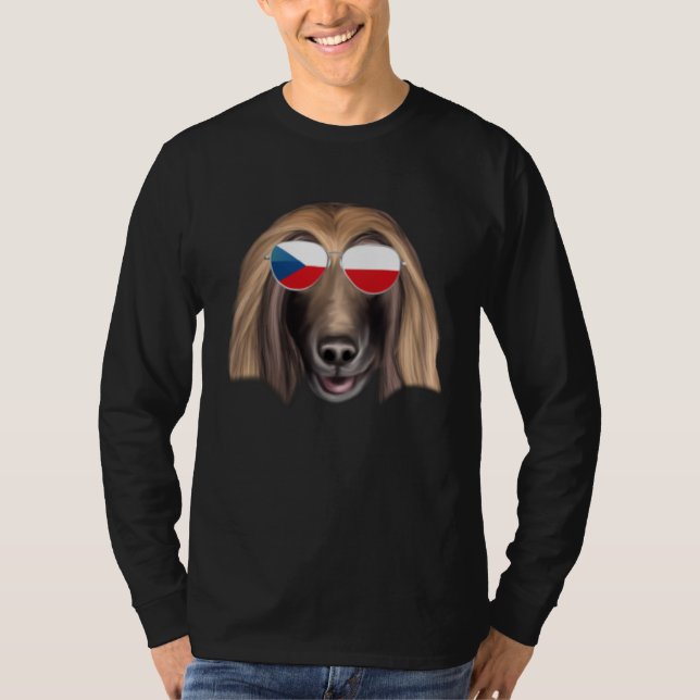 Czech Flag Afghan Hound Dog Czech Republic Pocket T-Shirt (Vorderseite)